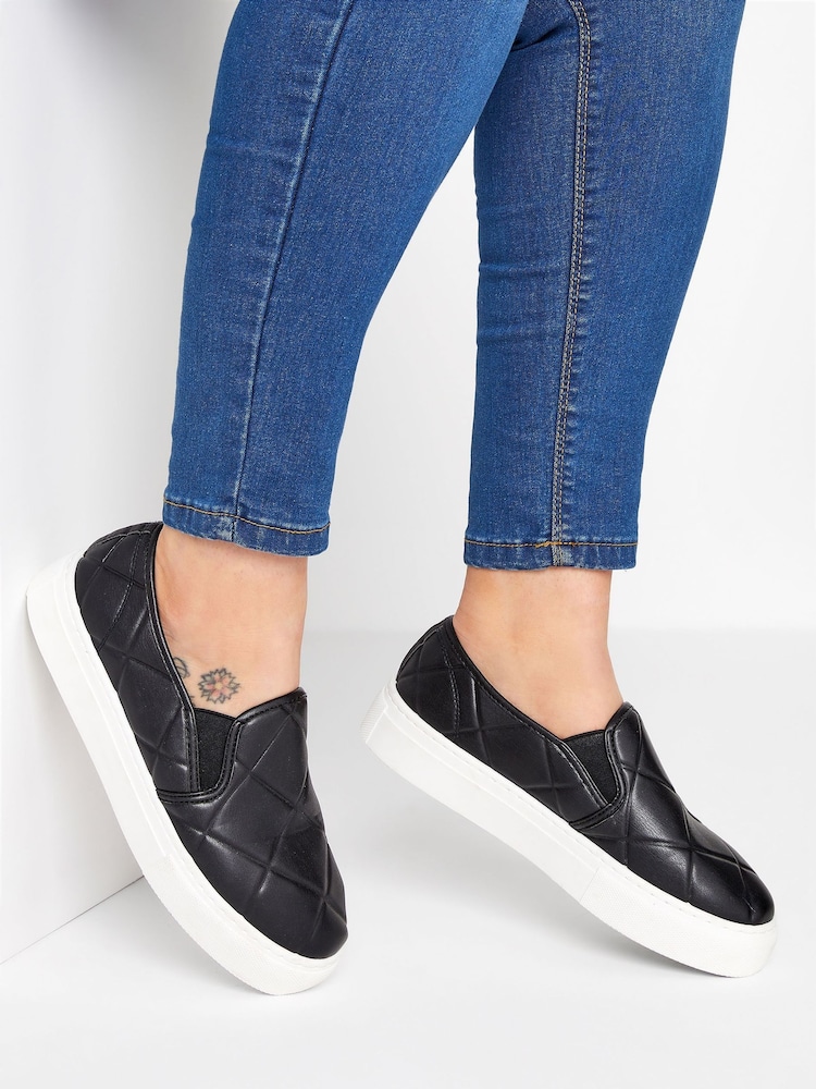 Yours Curve Extra-Wide Fit Quilted Slip on Trainers - Image 1 of 5