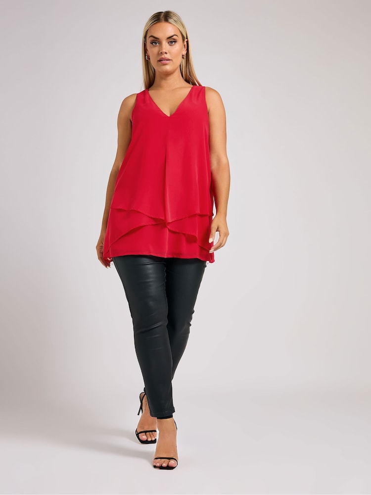 Rojo - Yours Curve London Layered Top - Imagen 2 de 6 Rojo - Yours Curve London Layered Top - Imagen 2 de 6