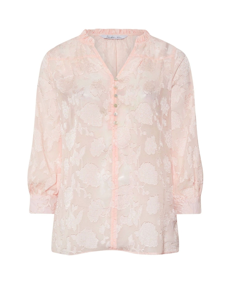 Yours Curve Pink London Jacquard Burn Out Blouse - Image 5 of 5