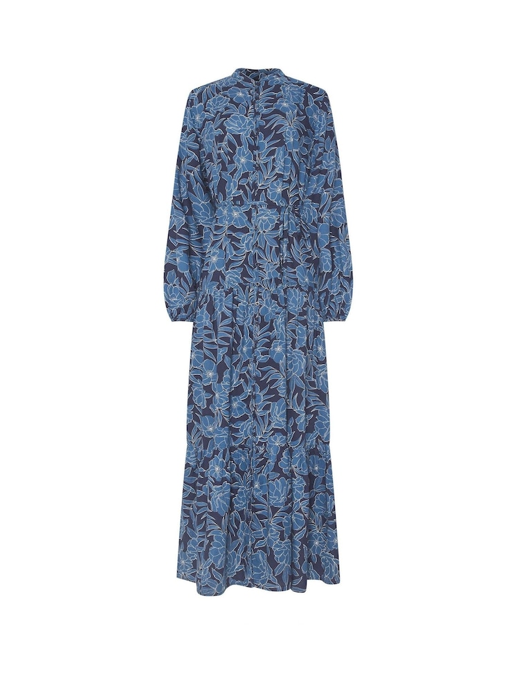 Long Tall Sally Blue Floral Long Sleeve Belted Dress - Image 5 of 5