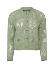 PixieGirl Petite Green Button Crochet Cardigan - Image 6 of 6