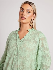 Yours Curve Green London Burn Out Pie Crust Blouses - Image 4 of 5