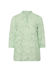 Yours Curve Green London Burn Out Pie Crust Blouses - Image 5 of 5