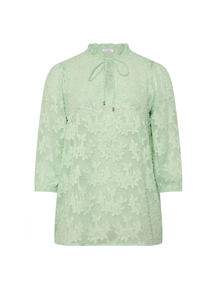 Yours Curve Green London Burn Out Pie Crust Blouses - Image 5 of 5