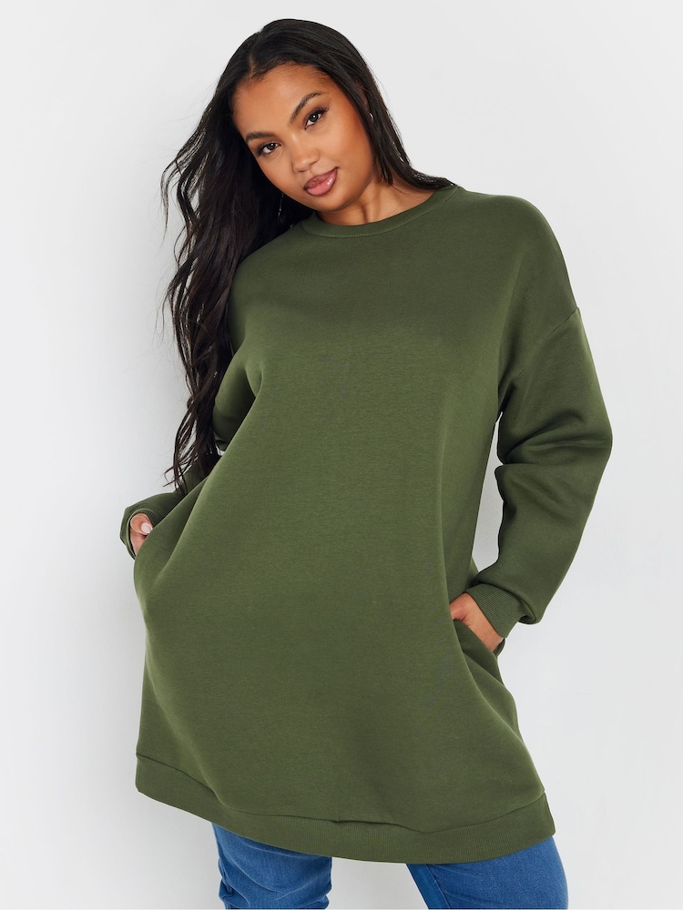 Yours Curve Green Sweatshirt Dress - Image 1 of 5 Yours Curve Green Sweatshirt Dress - Image 1 of 5
