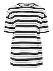 Yours Curve Black Striped Slit Hem Top - Image 5 of 5