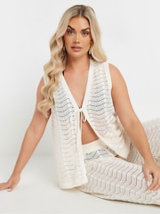Yours Curve Natural Beachwear Co-ord Waistcoat - Image 1 of 4