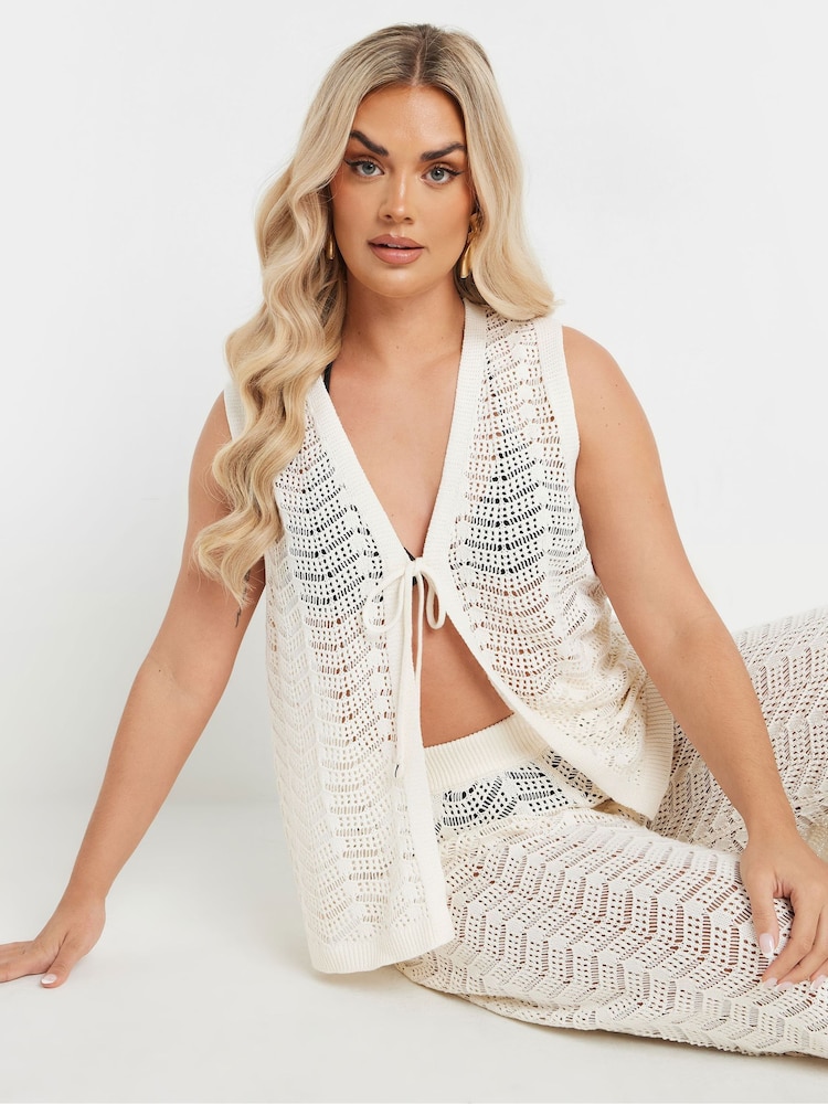 Yours Curve Natural Beachwear Co-ord Waistcoat - Image 1 of 4