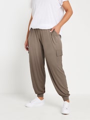 Marrón - Yours Curve Cargo Harem Trousers - Imagen 1 de 5