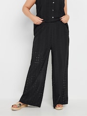 Yours Curve Black Broderie Trousers - Image 1 of 4