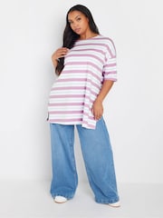 Yours Curve Purple Striped Slit Hem Top - Image 2 of 5