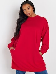 Yours Curve Red Sweatshirt Dress - Image 4 of 5
