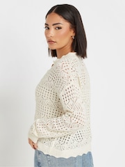 PixieGirl Petite Natural Button Crochet Cardigan - Image 3 of 9