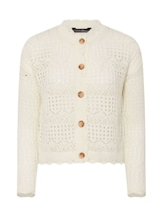 PixieGirl Petite Natural Button Crochet Cardigan - Image 9 of 9