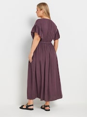 Yours Curve Purple Chambray Washed Boho Dress - Image 5 of 9