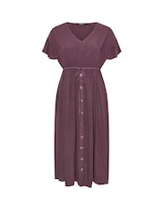 Yours Curve Purple Chambray Washed Boho Dress - Image 9 of 9