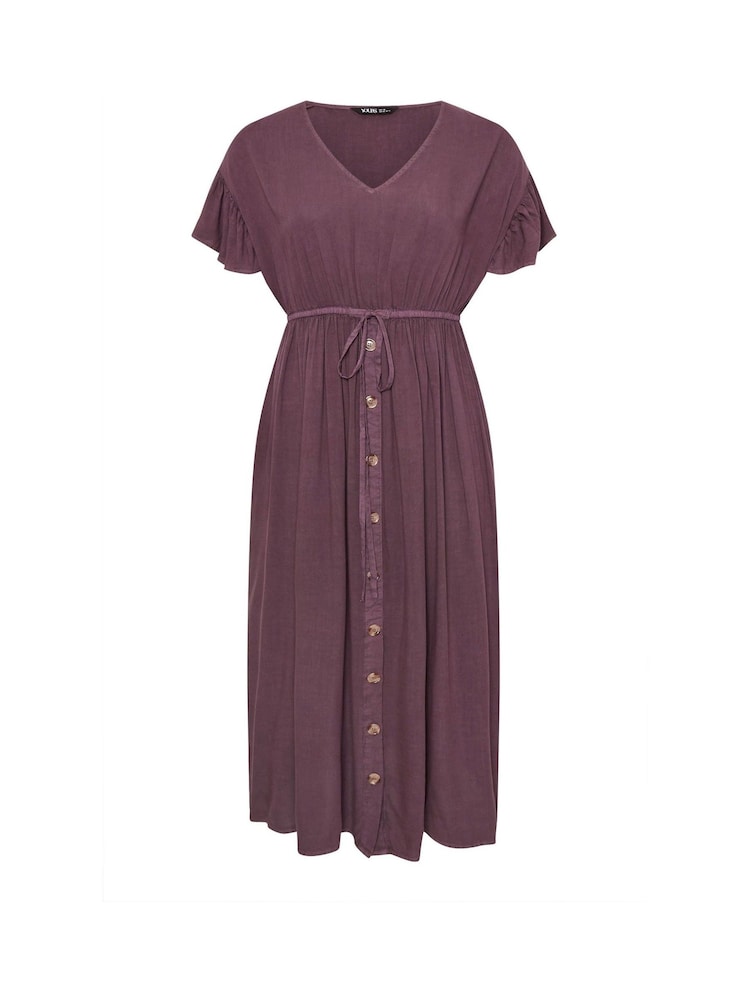 Yours Curve Purple Chambray Washed Boho Dress - Image 9 of 9