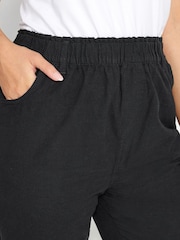 Yours Curve Black Cool 100% Cotton Cropped Trousers - Image 3 of 4