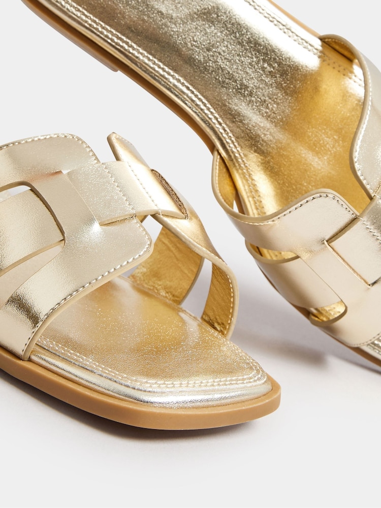 Yours Curve Gold Extra-Wide Fit Cut Out Mules - Image 2 of 3