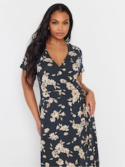 Yours Curve Blue Floral Midi Buckle Dress - Image 2 of 5