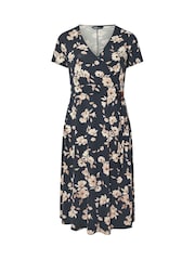 Yours Curve Blue Floral Midi Buckle Dress - Image 5 of 5