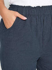Yours Curve Blue Cool 100% Cotton Cropped Trousers - Image 4 of 4