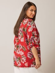 Yours Curve Red Tab Detail Blouse - Image 3 of 5