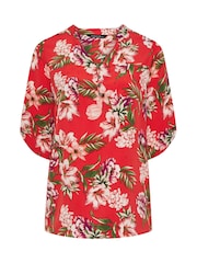Yours Curve Red Tab Detail Blouse - Image 5 of 5