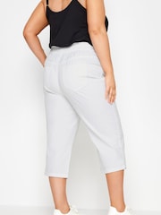 Yours Curve White Cool 100% Cotton Cropped Trousers - Image 2 of 4