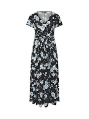 Yours Curve Black Floral Maxi Tie Dress - Image 5 of 5