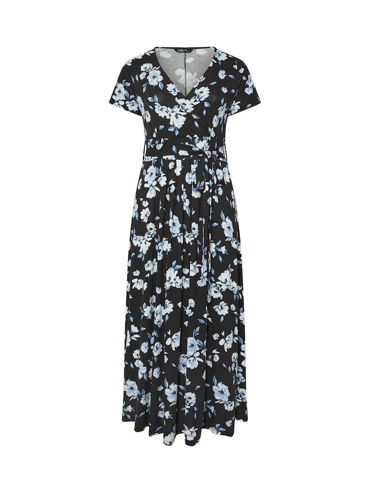 Yours Curve Black Floral Maxi Tie Dress - Image 5 of 5