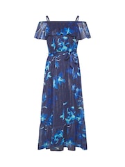 Yours Curve Blue London Ruffle Maxi Dress - Image 6 of 6