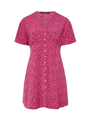 Yours Curve Pink Button Detail Dress - Image 5 of 5