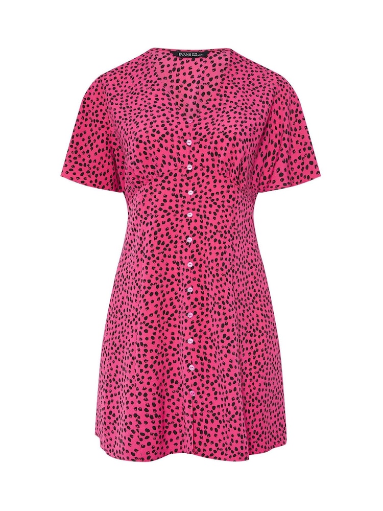 Yours Curve Pink Button Detail Dress - Image 5 of 5