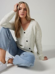 Long Tall Sally Grey Marl Button Wrap Jumper - Image 1 of 10