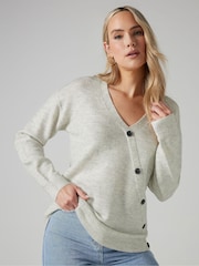 Long Tall Sally Grey Marl Button Wrap Jumper - Image 2 of 10