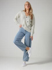 Long Tall Sally Grey Marl Button Wrap Jumper - Image 3 of 10