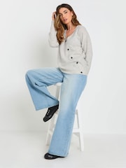 Long Tall Sally Grey Marl Button Wrap Jumper - Image 6 of 10