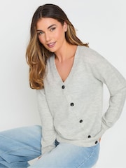 Long Tall Sally Grey Marl Button Wrap Jumper - Image 9 of 10