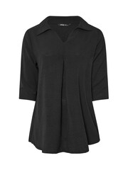 Negro - Yours Curve Textured Pleated Front Shirt - Imagen 5 de 5