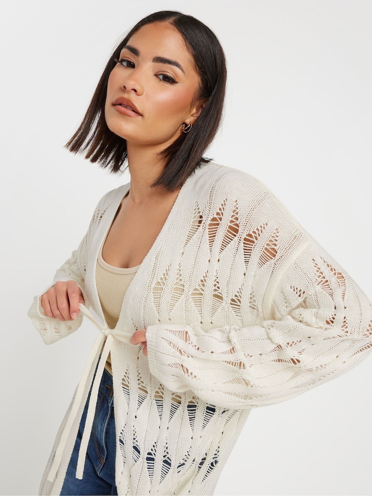 PixieGirl Petite Natural Crochet Maxi Cardigan - Image 4 of 4