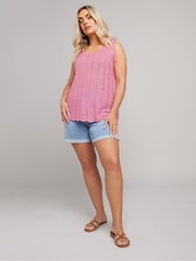 Yours Curve Pink Tie Detail Vest - Image 2 of 9