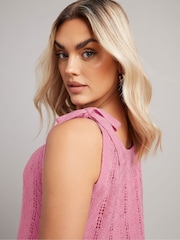 Yours Curve Pink Tie Detail Vest - Image 4 of 9
