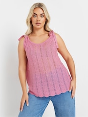 Yours Curve Pink Tie Detail Vest - Image 5 of 9