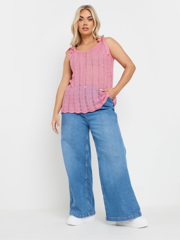 Yours Curve Pink Tie Detail Vest - Image 6 of 9