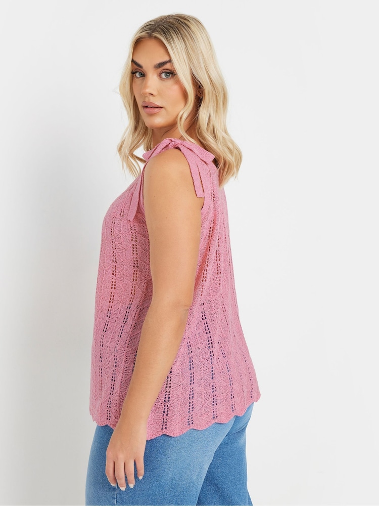 Yours Curve Pink Tie Detail Vest - Image 7 of 9