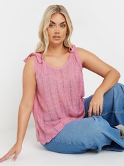 Yours Curve Pink Tie Detail Vest - Image 8 of 9