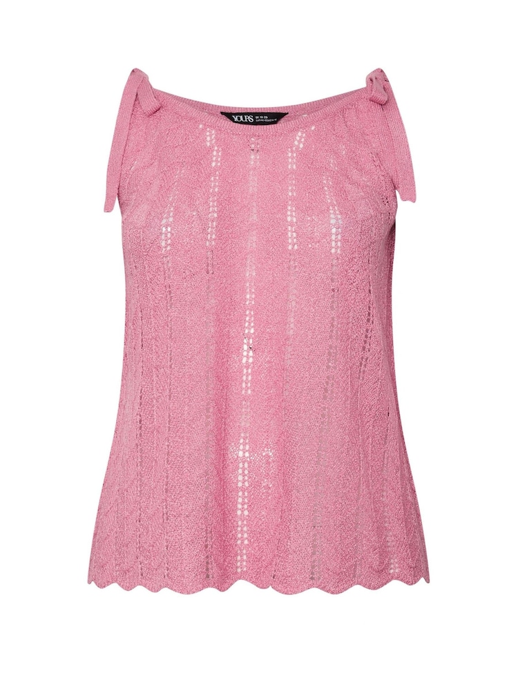 Yours Curve Pink Tie Detail Vest - Image 9 of 9