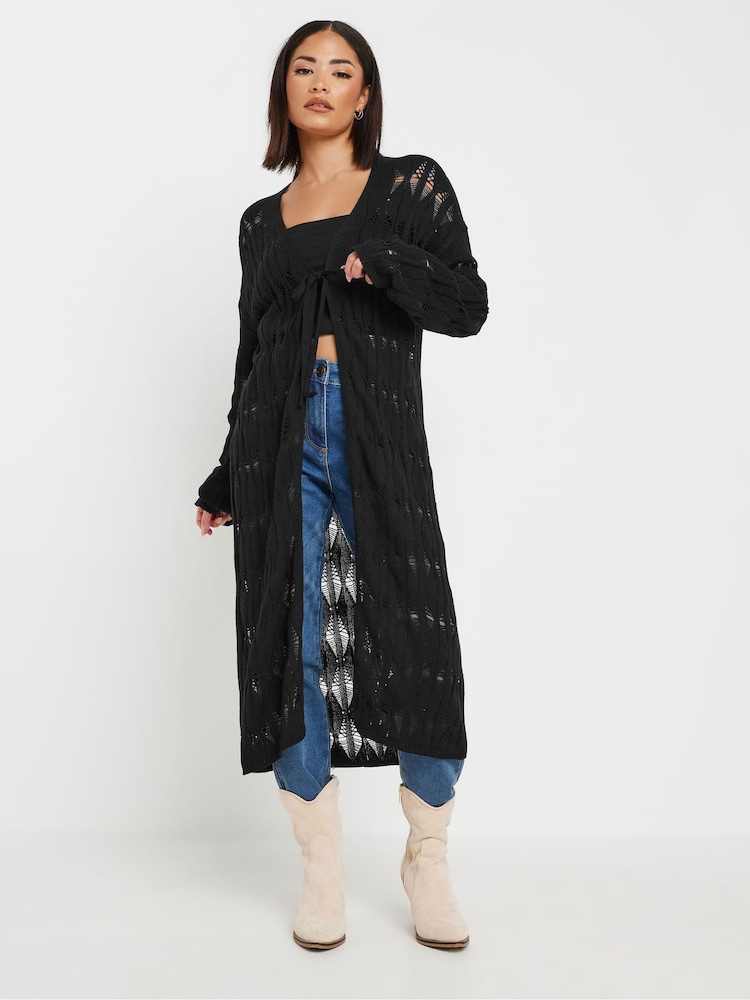 PixieGirl Petite Black Crochet Maxi Cardigan - Image 1 of 4