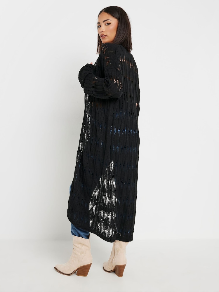Noir - PixieGirl Petite Crochet Maxi Cardigan - Image 3 of 4